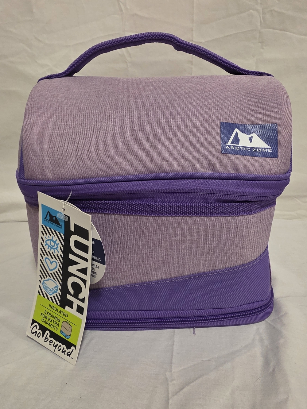 Arctic Zone Kids Adults Expandable Insulated Lunch Box Ice Pack Lavender 9" Wide